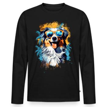 Australischer Schäferhund - Männer Premium Bio Langarmshirt - Schwarz - Vorne - Nico (187cm)