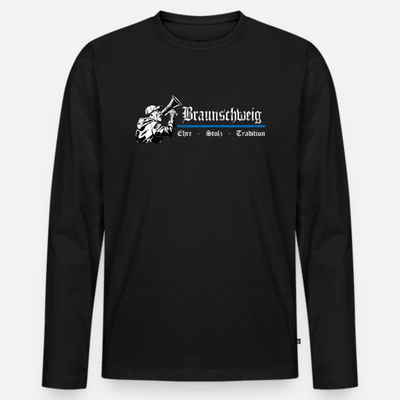 Braunschweig Ehre Stolz Tradition - Männer Premium Bio Langarmshirt - Schwarz