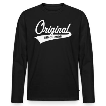 Original Since 2006 (Year Of Birth, Birthday / W) - Men's Premium Organic Long Sleeve Shirt - black - Front - Nico (187cm)