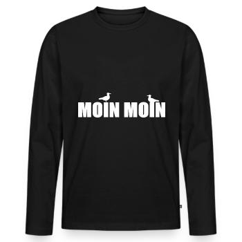 MOIN Motiv mit Möwe. Für Hamburger, Ostfriesen,... - Männer Premium Bio Langarmshirt - Schwarz - Vorne - Nico (187cm)