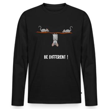 Be different ! - T-shirt manches longues Premium bio Homme - noir - Devant - Nico (187cm)