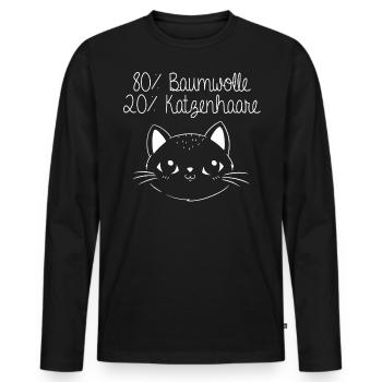 80% Baumwolle, 20% Katzenhaare - Männer Premium Bio Langarmshirt - Schwarz - Vorne - Nico (187cm)