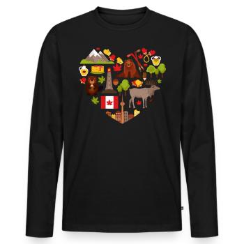 Kanadier, Kanada, Ahornblatt - Männer Premium Bio Langarmshirt - Schwarz - Vorne - Nico (187cm)