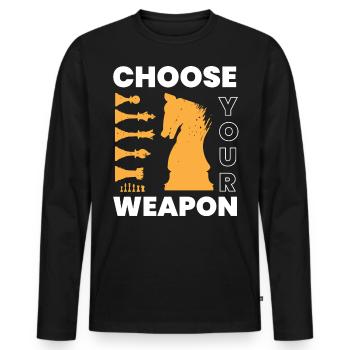 Échecs, joueur d’échecs, amateur d’échecs - T-shirt manches longues Premium bio Homme - noir - Devant - Nico (187cm)