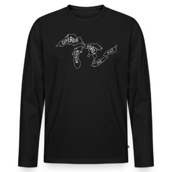 Great Lakes USA, Michigan Lake Erie Lake - Men's Premium Organic Long Sleeve Shirt - black - Front - Nico (187cm)