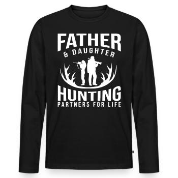 Père et fille Partenaire de chasse pour la vie - T-shirt manches longues Premium bio Homme - noir - Devant - Nico (187cm)
