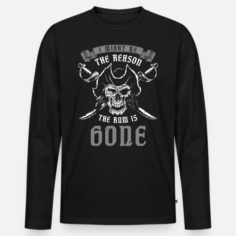 Rumliebhaber, Rum, Rumtrinker Pirat - Männer Premium Bio Langarmshirt - Schwarz