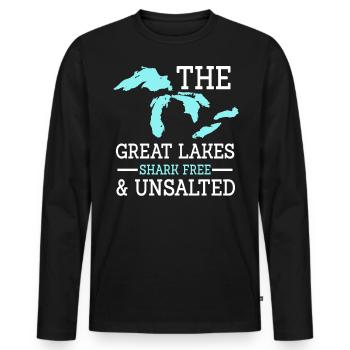 The Great Lakes, Us Lake - Men's Premium Organic Long Sleeve Shirt - black - Front - Nico (187cm)