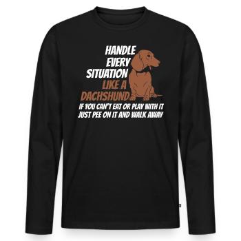 Griff-Situation Wie Ein Dackel - Männer Premium Bio Langarmshirt - Schwarz - Vorne - Nico (187cm)