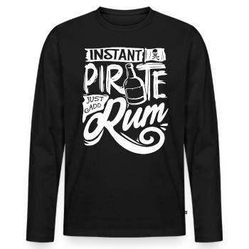 Pirate instantané, ajoutez simplement du rhum, buveur de rhum - T-shirt manches longues Premium bio Homme - noir - Devant - Nico (187cm)