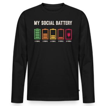 Meine Soziale Batterie Ist Niedrig - Männer Premium Bio Langarmshirt - Schwarz - Vorne - Nico (187cm)