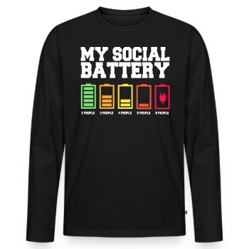 Meine Soziale Batterie Ist Niedrig - Männer Premium Bio Langarmshirt - Schwarz - Vorne - Nico (187cm)
