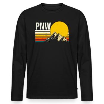 PNW Pacifique Nord-Ouest Bigfoot - T-shirt manches longues Premium bio Homme - noir - Devant - Nico (187cm)