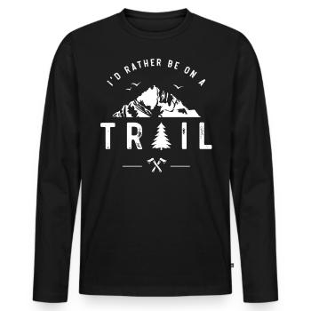 Je préfère être sur un sentier à la traîne - T-shirt manches longues Premium bio Homme - noir - Devant - Nico (187cm)