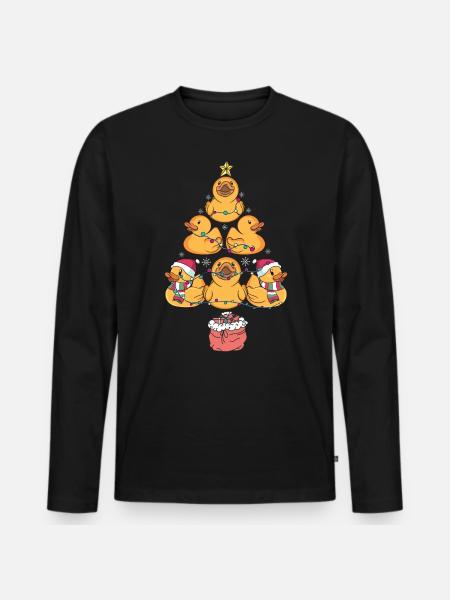 Rubber Duck Christmas Tree - Men's Premium Organic Long Sleeve Shirt - black