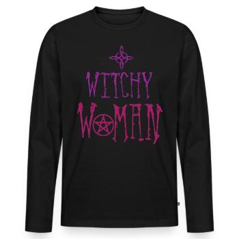 Hexenfrau, Hexerei, Wicca - Männer Premium Bio Langarmshirt - Schwarz - Vorne - Nico (187cm)
