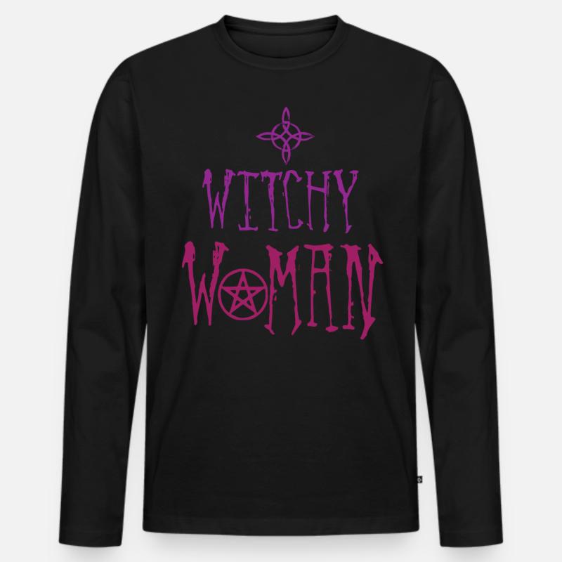 Hexenfrau, Hexerei, Wicca - Männer Premium Bio Langarmshirt - Schwarz