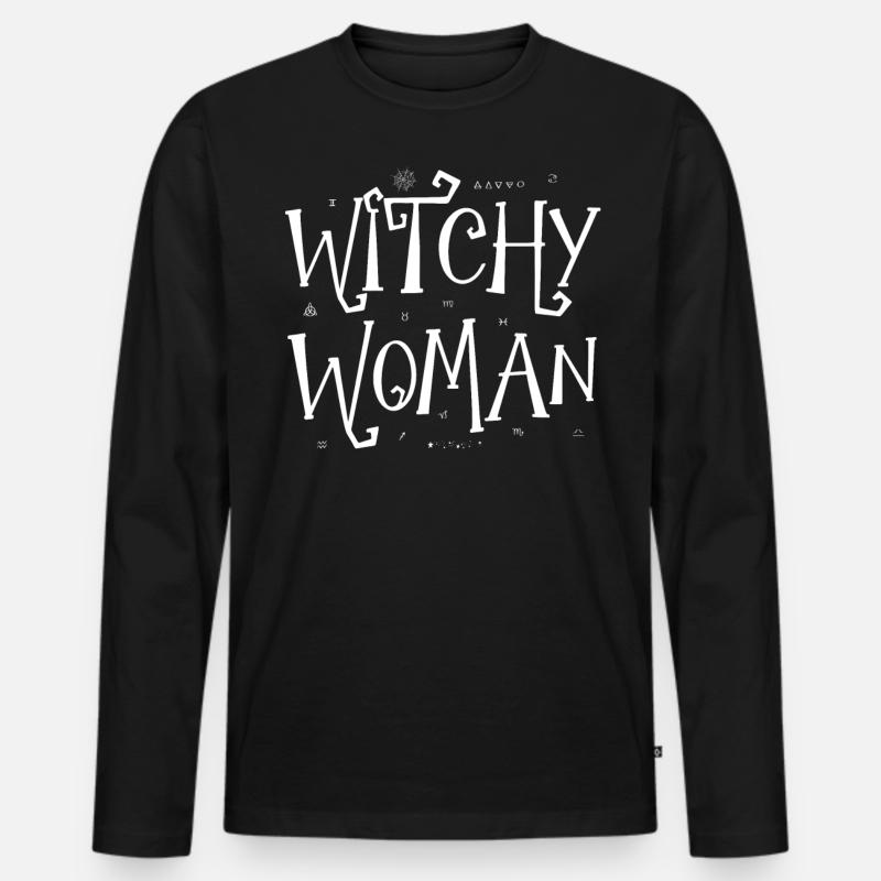 Hexenfrau, Hexerei, Wicca - Männer Premium Bio Langarmshirt - Schwarz