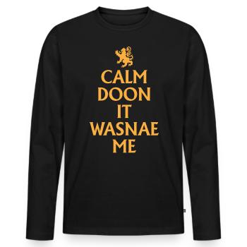 Scottish, Scotland Calm Doon - Men's Premium Organic Long Sleeve Shirt - black - Front - Nico (187cm)
