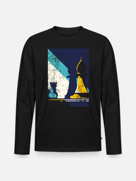 Retro Chess Player Gift - Men's Premium Organic Long Sleeve Shirt - black
