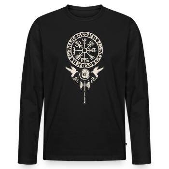 Wikinger Wikinger Nordmythologie - NORSE - Männer Premium Bio Langarmshirt - Schwarz - Vorne - Nico (187cm)