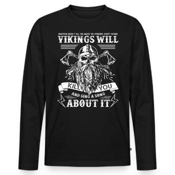 Wikinger Wikinger Nordmythologie - NORSE - Männer Premium Bio Langarmshirt - Schwarz - Vorne - Nico (187cm)