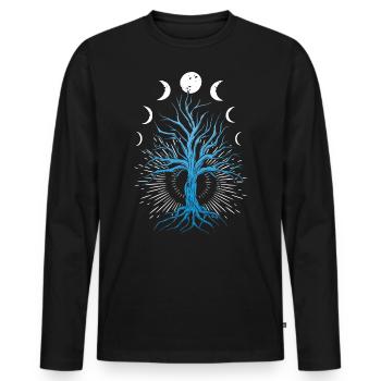 Mondphasen Hexerei-Hexen-Baum Des Lebens - Männer Premium Bio Langarmshirt - Schwarz - Vorne - Nico (187cm)