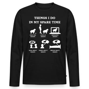 Moutons, amoureux des moutons, moutons - T-shirt manches longues Premium bio Homme - noir - Devant - Nico (187cm)