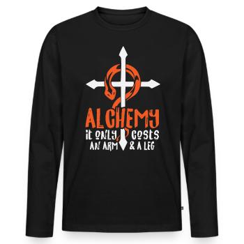 Alchemy Costs Only One Arm And One Leg - Men's Premium Organic Long Sleeve Shirt - black - Front - Nico (187cm)