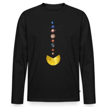 Sonnenfressende Planeten, Sonnensystem, Planeten - Männer Premium Bio Langarmshirt - Schwarz - Vorne - Nico (187cm)