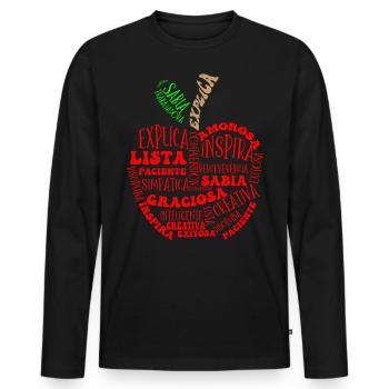 Professeur d’espagnol, Apprendre l’espagnol - T-shirt manches longues Premium bio Homme - noir - Devant - Nico (187cm)