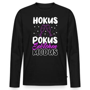 Hokus Pokus Sektchen Modus , Sekt - Männer Premium Bio Langarmshirt - Schwarz - Vorne - Nico (187cm)