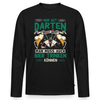 Darten, Dart, Dartpfeil, Darter - Männer Premium Bio Langarmshirt - Schwarz - Vorne - Nico (187cm)