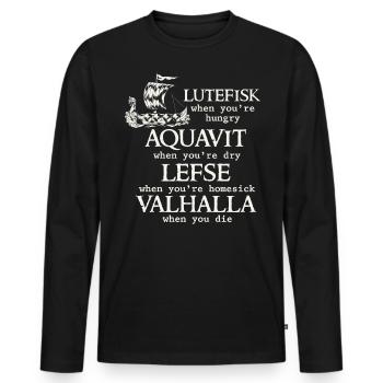 Scandinavian Poe, Viking, Lutefisk - Men's Premium Organic Long Sleeve Shirt - black - Front - Nico (187cm)