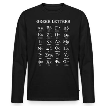 Griechische Buchstaben, Griechisches Alphabet - Männer Premium Bio Langarmshirt - Schwarz - Vorne - Nico (187cm)