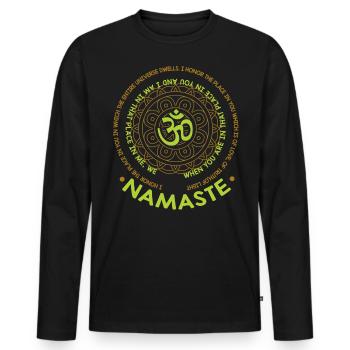 Namaste Nous sommes une méditation Mandala Yoga - T-shirt manches longues Premium bio Homme - noir - Devant - Nico (187cm)