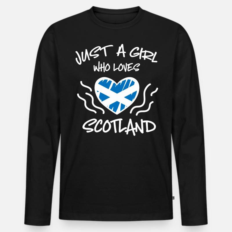 Schottisches Mädchen, Schottland - Männer Premium Bio Langarmshirt - Schwarz