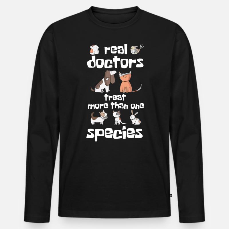 Tierarztmädchen, Tierarzt - Männer Premium Bio Langarmshirt - Schwarz