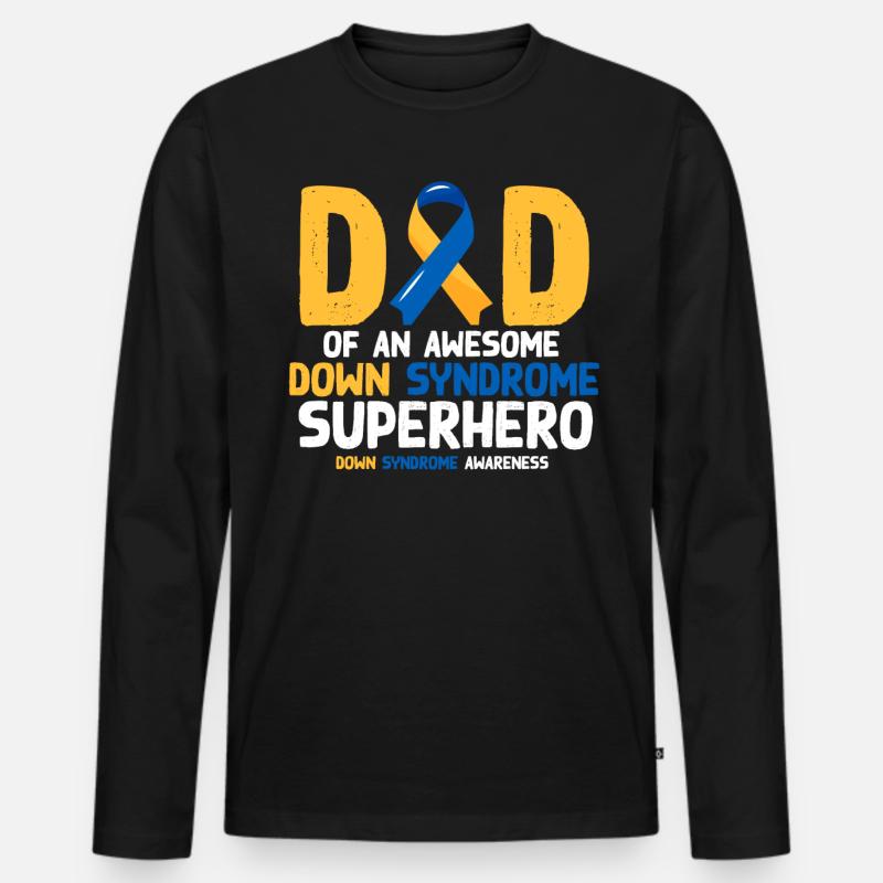 Down-Syndrom-Superheld, Down-Syndrom-Bewusstsein - Männer Premium Bio Langarmshirt - Schwarz