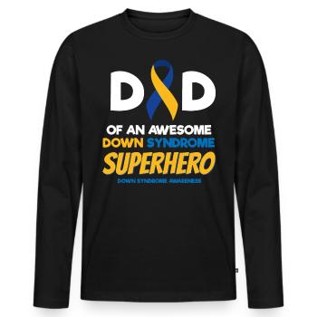 Down Syndrome Superhero, Down Syndrome Consciousness - Men's Premium Organic Long Sleeve Shirt - black - Front - Nico (187cm)