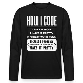 Programmierer, Code, Nerd, Programmierung - Männer Premium Bio Langarmshirt - Schwarz - Vorne - Nico (187cm)
