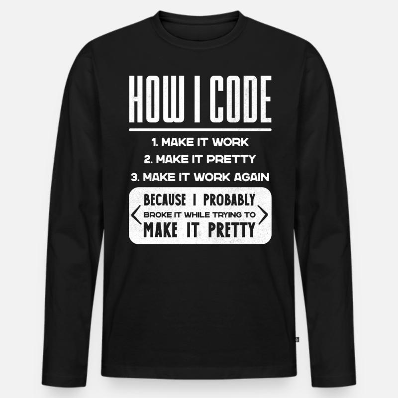Programmierer, Code, Nerd, Programmierung - Männer Premium Bio Langarmshirt - Schwarz