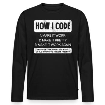 Programmierer, Code, Nerd, Programmierung - Männer Premium Bio Langarmshirt - Schwarz - Vorne - Nico (187cm)