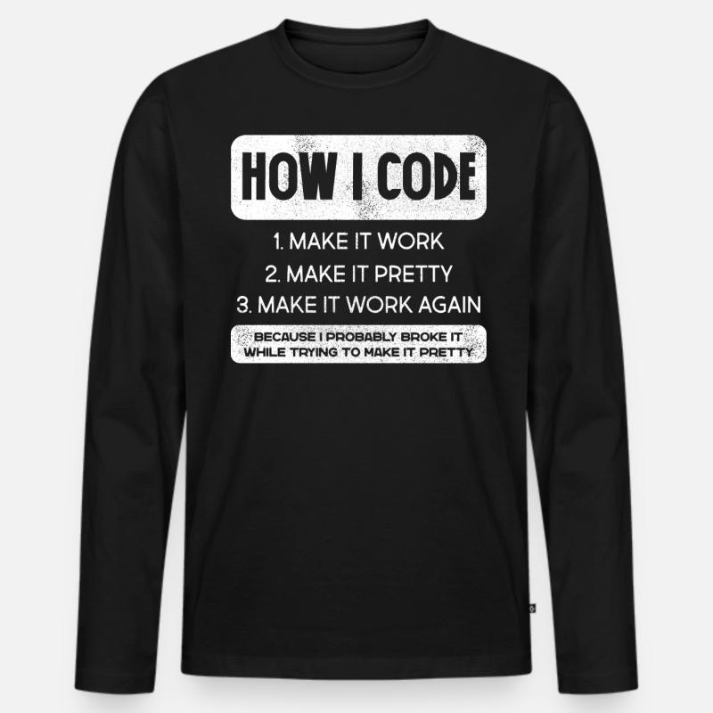 Programmeur, Code, Nerd, Programmation - T-shirt manches longues Premium bio Homme - noir