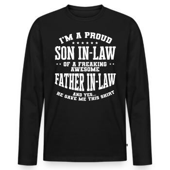 Schwiegersohn Der Schwiegermutter - Männer Premium Bio Langarmshirt - Schwarz - Vorne - Nico (187cm)