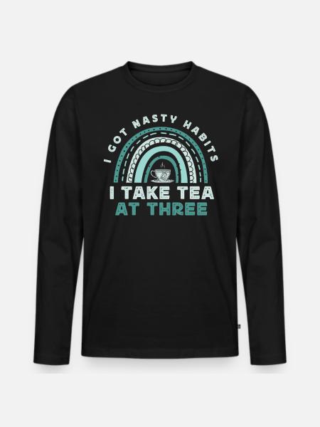 Teeliebhaber, Teetrinker, Teezeit - Männer Premium Bio Langarmshirt - Schwarz