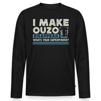 Ich Lasse Ouzo Verschwinden - Männer Premium Bio Langarmshirt - Schwarz - Vorne - Nico (187cm)