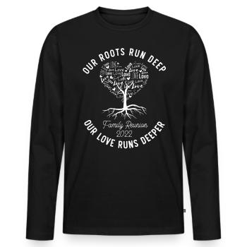 Nos racines sont profondes, les réunions de famille - T-shirt manches longues Premium bio Homme - noir - Devant - Nico (187cm)