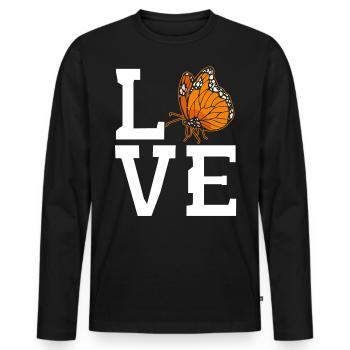 Monarch butterfly - Men's Premium Organic Long Sleeve Shirt - black - Front - Nico (187cm)