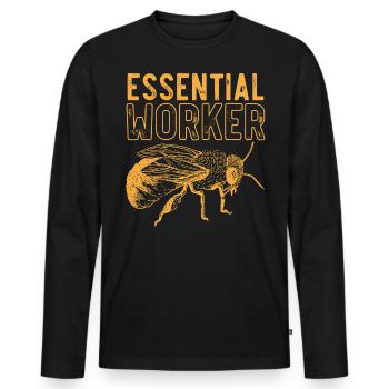 Travailleur essentiel, abeille, apiculteur, nid d’abeille - T-shirt manches longues Premium bio Homme - noir - Devant - Nico (187cm)